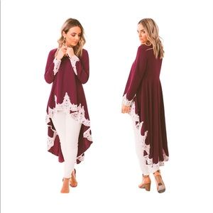 Boutique Womens Lace Patchwork Long Sleeves Line Dress Shirt Size Large Casual